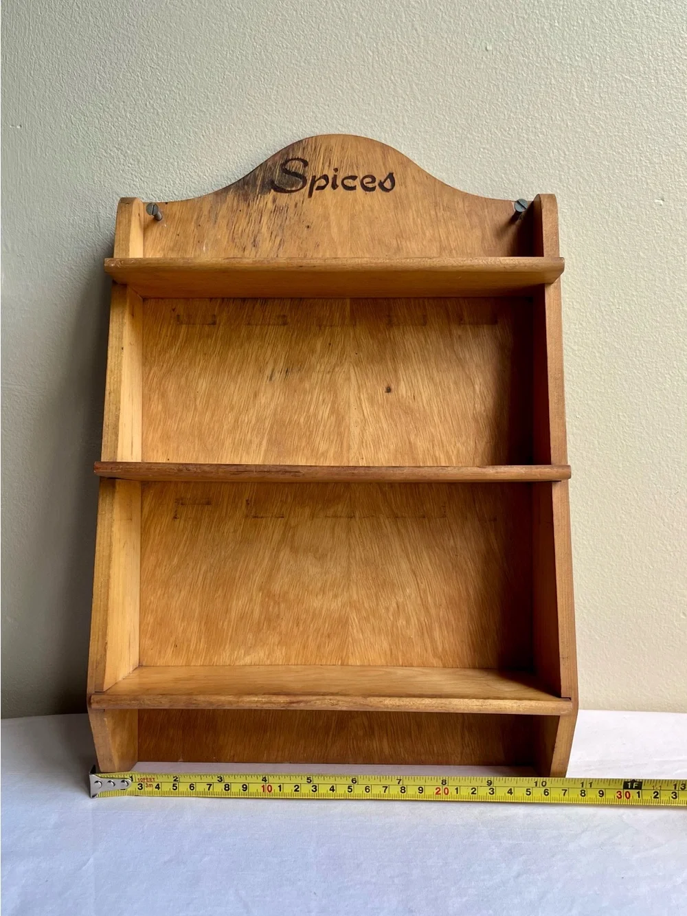 Vintage Wooden Spice Rack Wall Shelf - Natural Wood